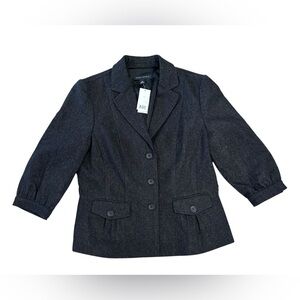 Women’s Banana Republic Charcoal Gray Wool 3/4 Sleeve Buttton Up Jacket NWT 10